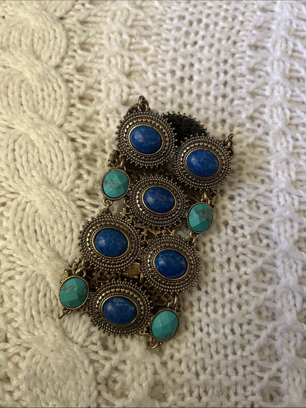 Lucky Brand Blue and Turquoise Stone Multi-Link Bracelet